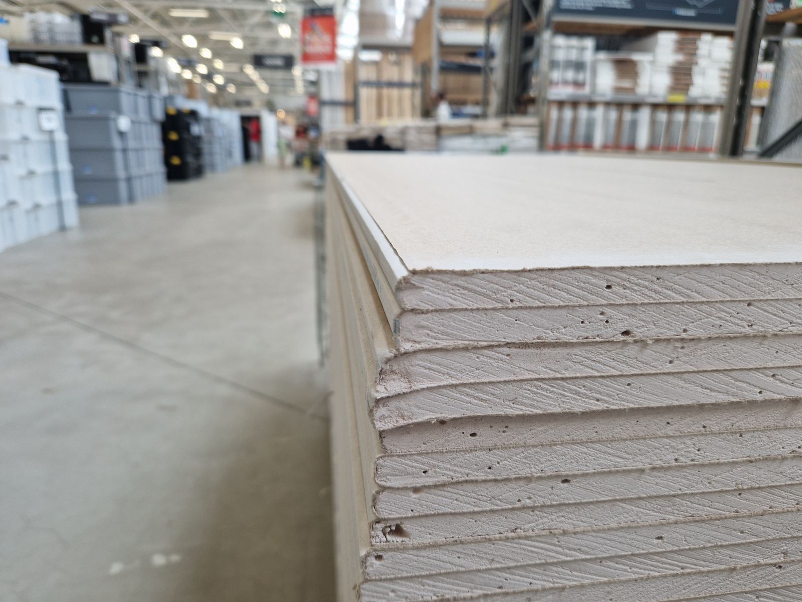 A stack of drywall sheets ready for the partition