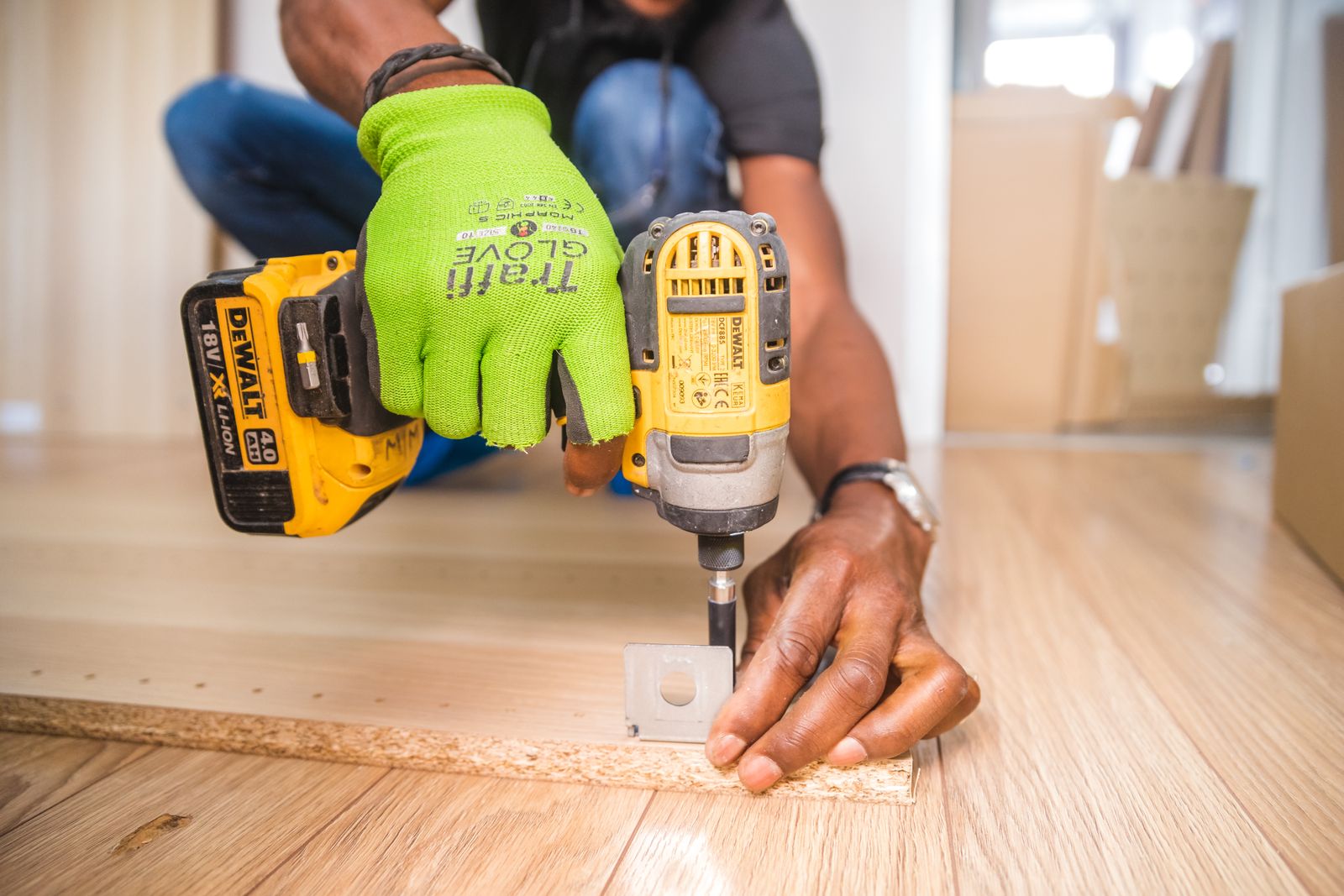 Floor boards being installed