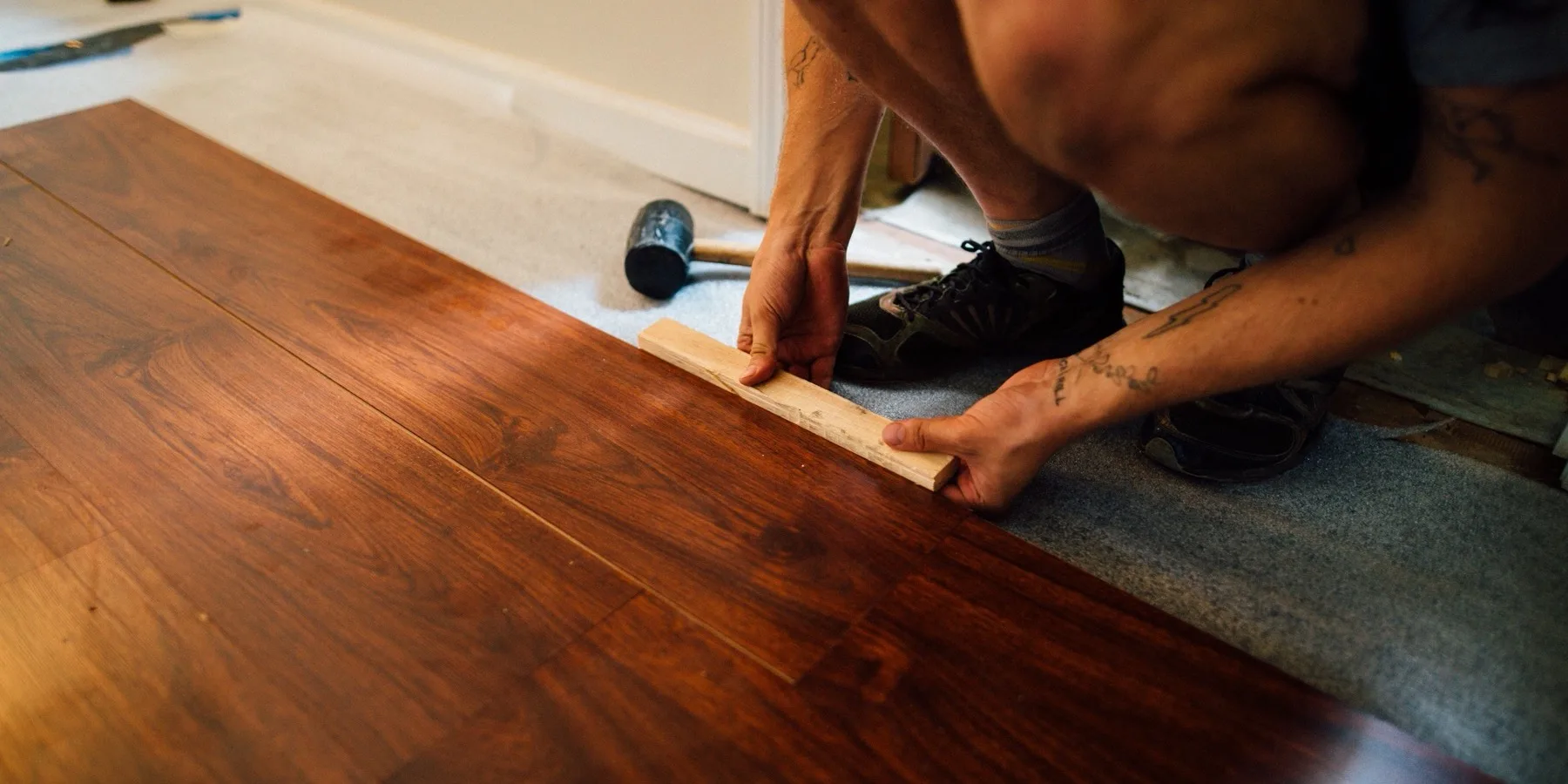 Floor boards being installed