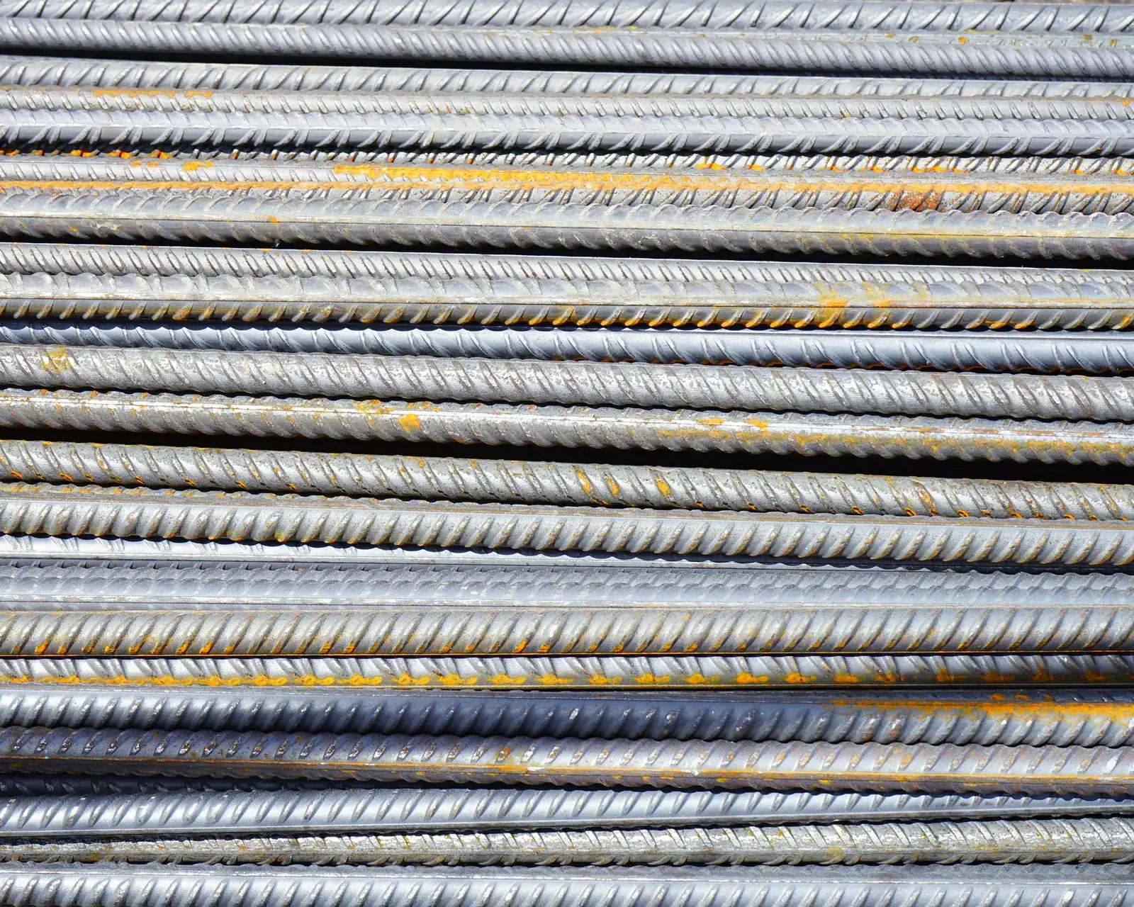 Reinforcing bar bundled on a building site