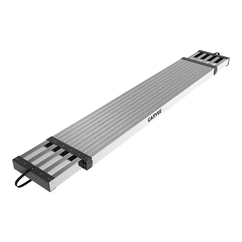 Telescoping scaffold plank, 69–112 in