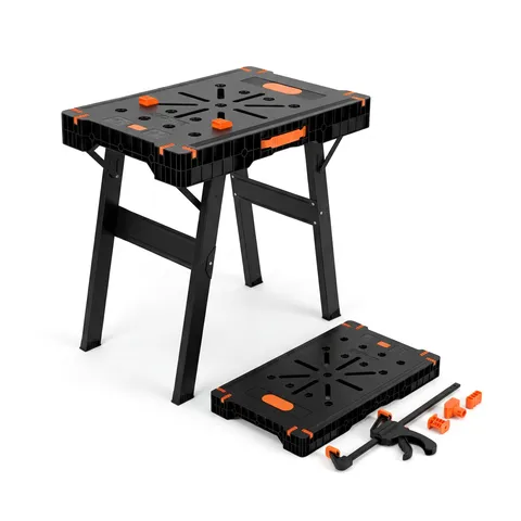 Folding work table and sawhorse