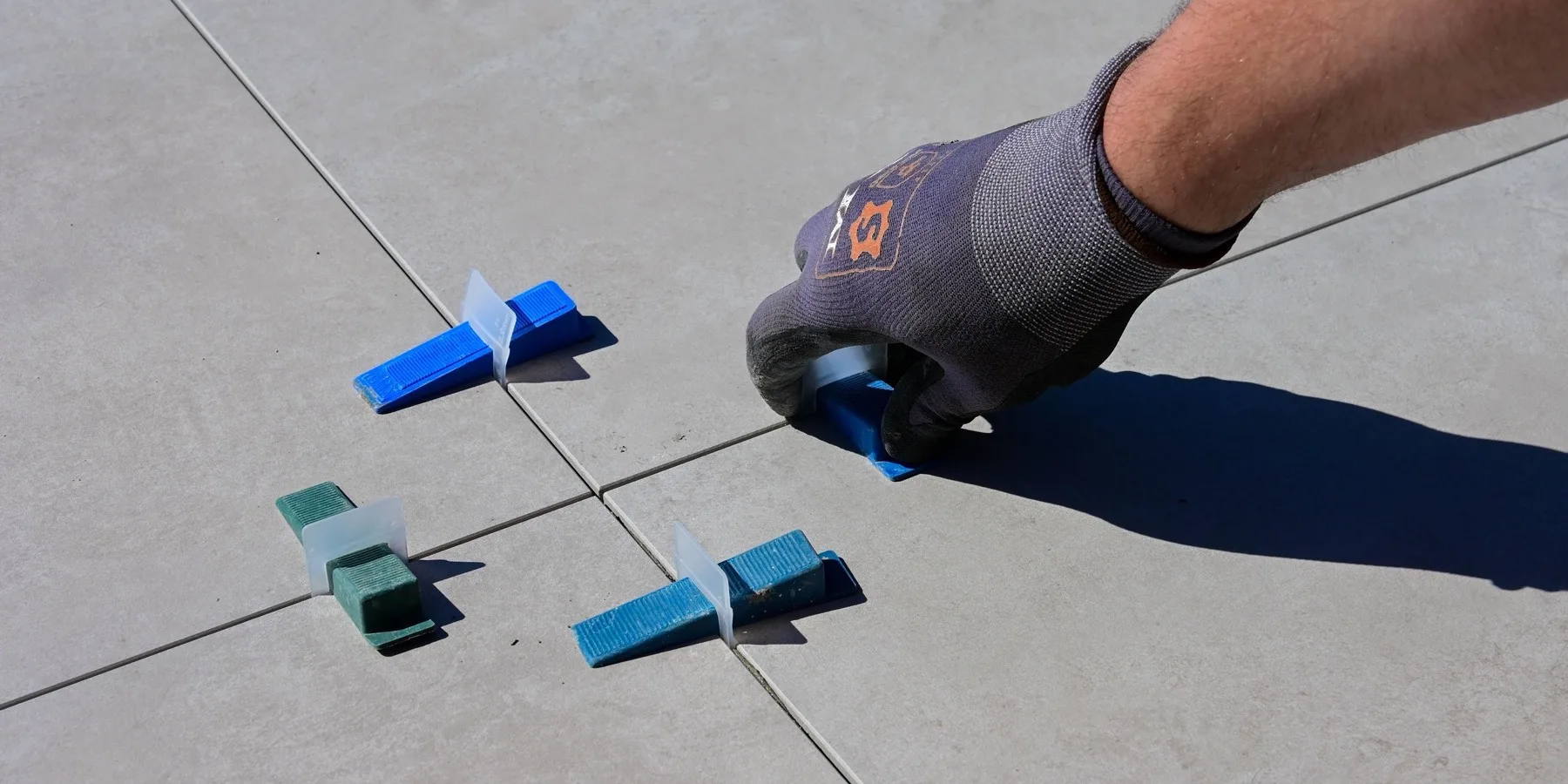 Tiles laid out with spacers at the joints